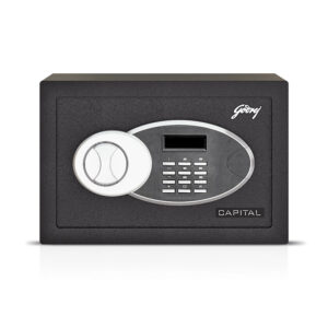 Godrej Capital 8L Digital Hotel Locker is a compact and secure electronic safe designed for hotels and guest accommodations.