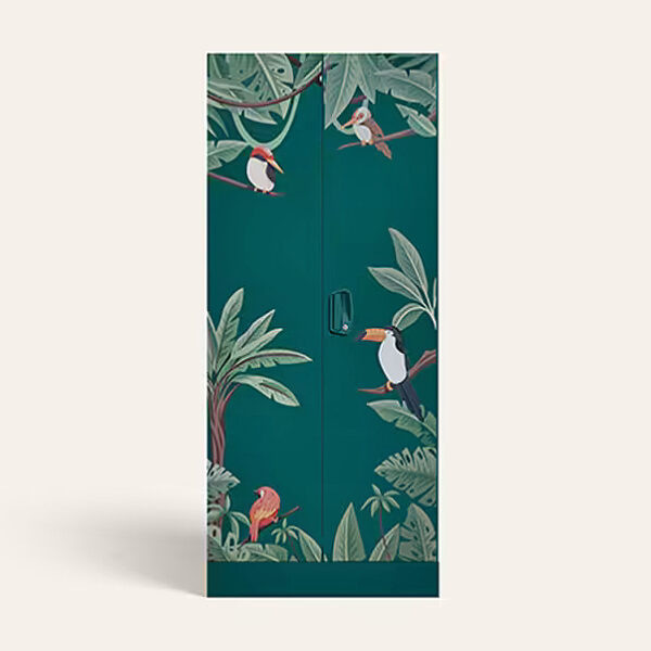 Godrej Interio Aceline® 2-Door Digital Printed Steel Almirah in Textured Foliage Green offers a premium storage solution with 1 full locker, 2 shelves, and a 1-year warranty.