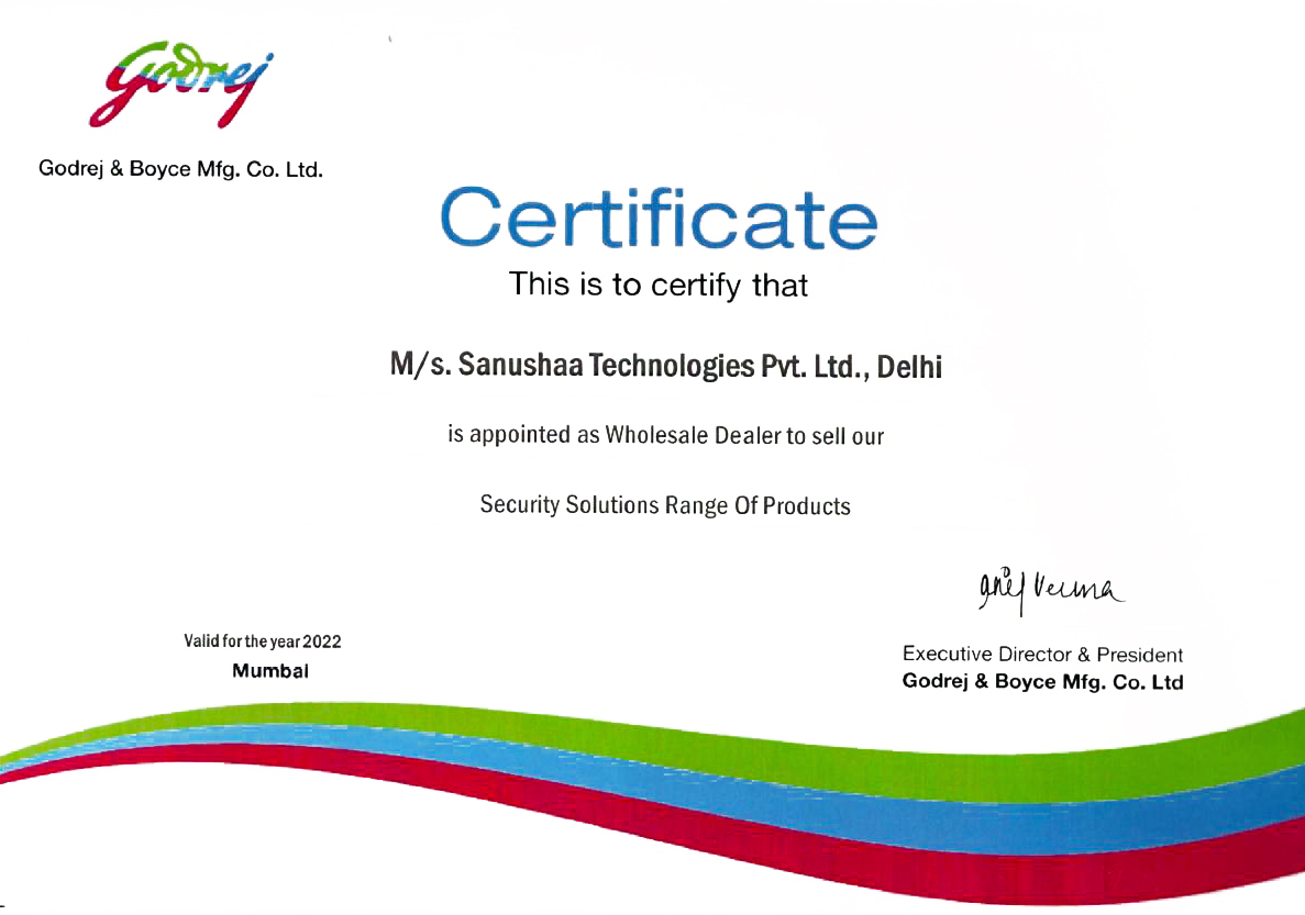 GODREJ SECURITY SOLUTION CERTIFICATE 2022