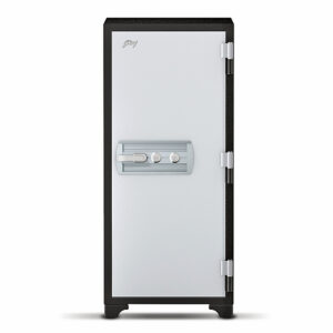 Godrej Centiguard 1060 Home Safe Locker offers 169 liters of fire-resistant storage, featuring a secure keylock mechanism for home and office security.