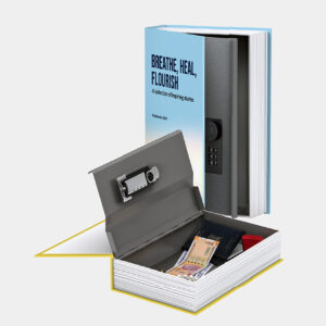 MYST Locker is a discreet book safe with a secure 3-digit lock, available in stylish cover designs. Perfect for cash, jewelry, and small valuables.